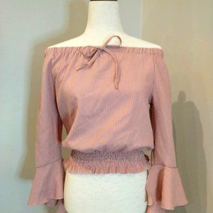 Mauve pink off the shoulder long sleeve blouse - Small
